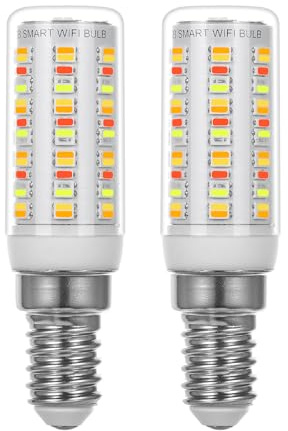 I-SHUNFA Lampadina LED WI-FI Smart E14 RGB, 4W, 400LM AC 230V, cambio colore con sincronizzazione musicale, 16 milioni di colori fai da te, multicolore dimmerabile, (2 pezzi* Trasparente)