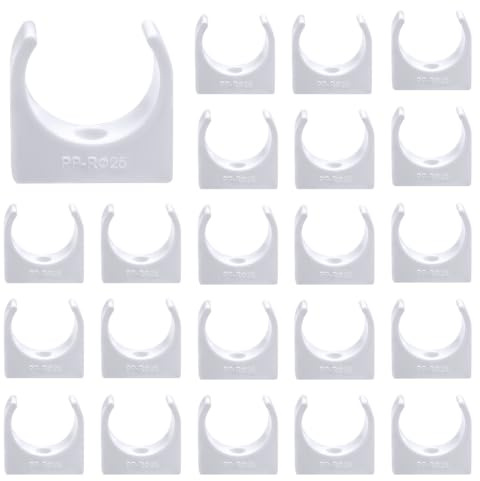 Udbrud 50 abrazaderas de sujeción, diámetro interior de 25 mm, abrazadera de fijación de plástico, abrazadera para tubos, clips para tubos, clips para piscina, estanque, lavadora y jardín