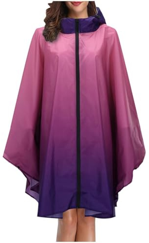 Celanisai Poncho da pioggia per adulti con cappuccio sfumato impermeabile impermeabile poncho antipioggia per bicicletta baggy leggero parapioggia per escursioni in bicicletta, P viola scuro, Taglia