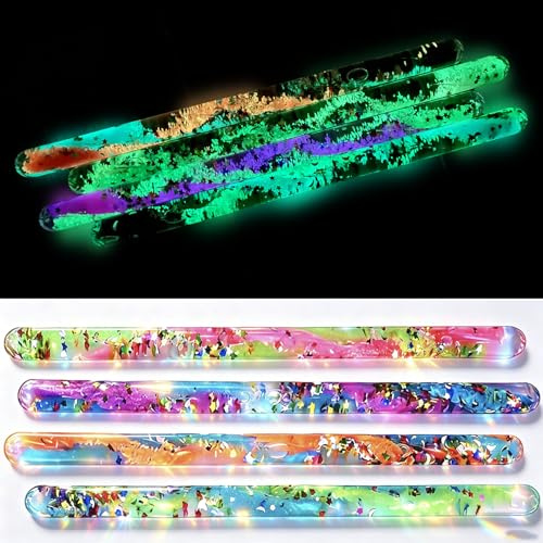 Omuyasi Jumbo Spiral Glitter Wand for Kids, Glow in The Dark Sensory Toys, Anxiety Relief Items, Calm Down Corner Supplies, Magic Wand for Costume Accessory, Princess Fairy Wizard Party Favors
