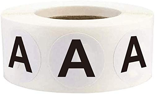 Letter A Inventory Labels 1 Inch Round Circle Dots Labels - Capital Letter R Stickers 500 Adhesive Stickers