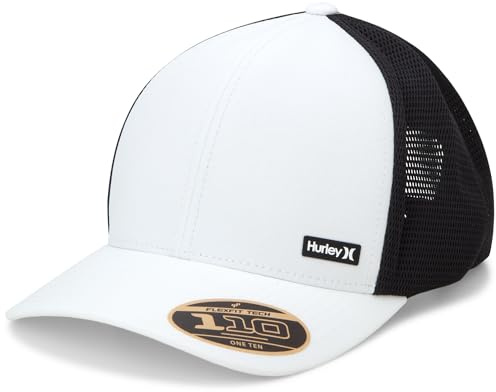 Hurley Mens Trucker Hat - Moisture Wicking Curved Bill Trucker Hats for Men, Size One Size, White