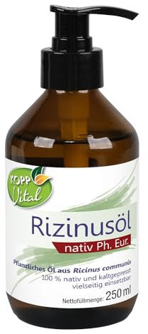 KOPP Vital® Rizinusöl nativ Ph. Eur. 250 ml | Premium-Qualität | nativ und kaltgepresst | Öl für vielseitige Anwendungen | Preis-Leistungs-Verhältnis | frei von Alkaloiden