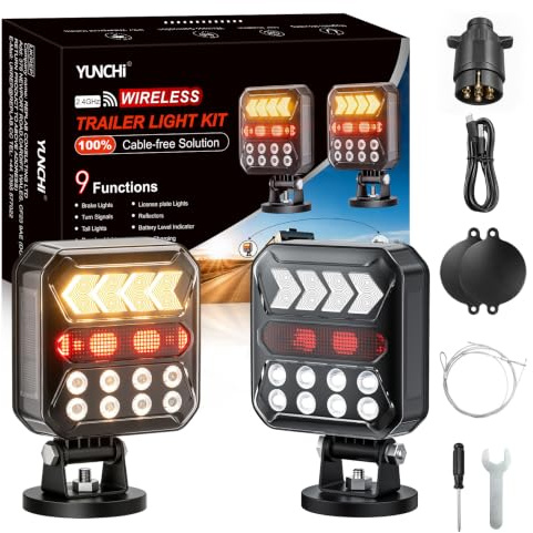 YUNCHI Feux arrière sans fil LED magnétiques solaire et rechargeable