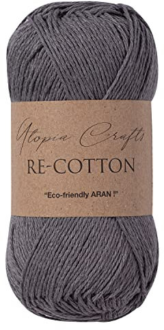 Utopia Crafts Re-Cotton Knitting Yarn, 100g (Storm Grey)