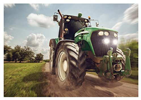 Fototapete Traktor Kinderzimmer - inkl. Kleister - Jugendzimmer Jugendstil Junge Vlies Tapete Vliestapete Wandtapete Motivtapeten Montagefertig (368x254 cm)