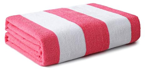 Whale Flotilla Toalla de Playa de Microfibra, Toalla de Baño Piscina Ducha con patrón de Rayas de Colores Rojo, 76 x 152 cm, Suave, Ligera, Absorbente.