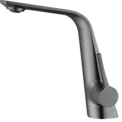 INEX EUROPA Grifo Lavabo Negro Gris Titanio Alta Presión - Grifo Baño Monomando Ahorro de Agua Alta Presion Graduable - Grifo Lavabo Moderno Fácil Instalación - Grifo Graduable con Garantía 10 Años