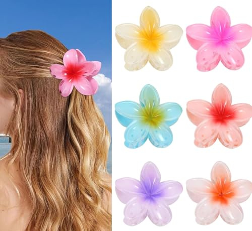 Apprise Deals hair clips,6 Pcs Flower Hair Clip,Nonslip Flower Claw Clips claw clips for thick hair Strong Hold Hawaiian Claw Clip for Medium Thick Hair Claw Clips for Women and Girls