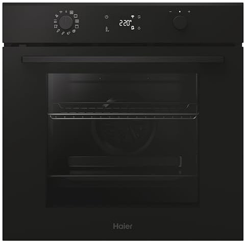 Haier ID Series 2 H6 ID2P5B3YTB - Horno Multifunción Pirolítico e Hidrolítico, Conectividad WIFI, 78L, Cocción multinivel, 12 Funciones, Display táctil y Mandos giratorios, Guía Telescópica, Negro