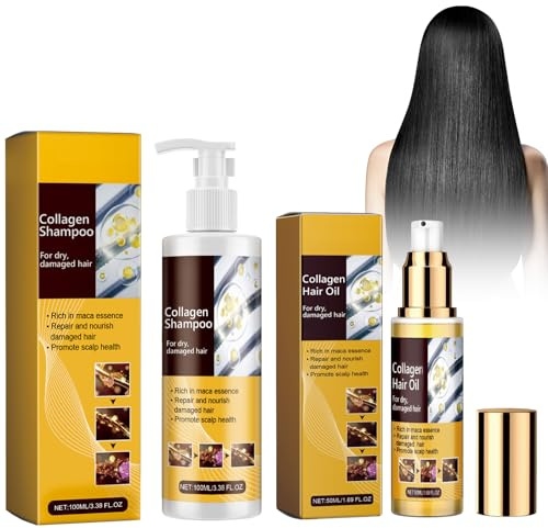 Grgowe Champú De Reparación Con Colágeno,Cuidado Del Cabello Con Colágeno+Shampoo,Shampoo And Treatment Set,Aceite Esencial para el Cabello reparador,Restaura En Profundidad El Cabello Seco y Dañado