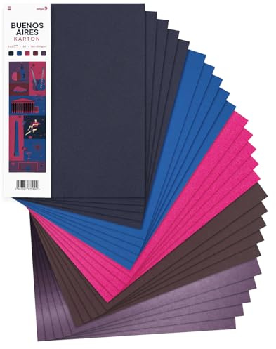 Netuno 25 x färgad kartong, blå, lila och rosa nyanser, A4, 210 x 297 mm, 8,3 x 11,7 tum, Buenos Aires papper mixade färger, färgglatt papper för gör-det-själv-kortframställning färgat konstpapper