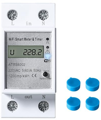 Jadeshay Compteur Intelligent, Tuya Compteur Electrique Connecté WiFi Mesure Consommation Electrique Compteur d'énergie Monophasé sur Rail DIN AC100-240V avec Commande Vocale à Distance