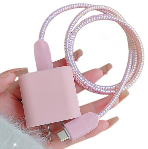 Cute Cable Protector for iPhone Charger,Classic Charging Cord Protector,Soft Frosted Silicone Charger Cover,Wire Cord Saver,Data Cable Saver Phone Cable Protector for iPad iPhone 14 15 16Pro Max-Pink