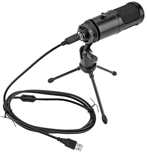 LOORGVEL Microfono USB Condensatore Professionale in Metallo con Treppiede Microfono Gaming e Streaming con Trasmissione Stabile e Pickup Omnidirezionale Compatibile Laptop