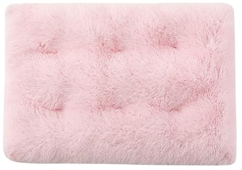 Mateju Cama Peluche Perro, Cojín para Gatos de Felpa Cojín Perro Rectangular Suave y Cómoda Cama para Mascotas Lavable con Base Antideslizante Sofá para Mascotas (Rosa Claro,S 55x40cm)