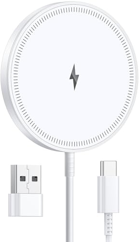 Induktive Ladestation Kompatibel mit MagSafe Ladegerät,Schnell 15W für iPhone 17/16/15/14/13/12 Serie und AirPods 4-2 Pro,starker Magnet,Zwei Anschlüsse,leicht für unterwegs,Homeoffice,Schreibtisch