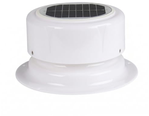 Ventilatore da tetto per camper, tetto solare senza fili, silenzioso, scarico a 5 pale per roulotte, barche, campeggio, colore bianco marino