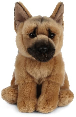Living Nature, Peluche Berger Allemand, Chien en Peluche Doux, Réaliste Jouets Animaux de Compagnie, Peluches Chiens à Collectionner, Doudou Berger Allemand, Idée Cadeau pour Enfants, 21 cm