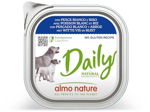 Almo Nature Daily - Aliment Humide pour Chiens - Poisson Blanc et Riz - 9 x 300 g