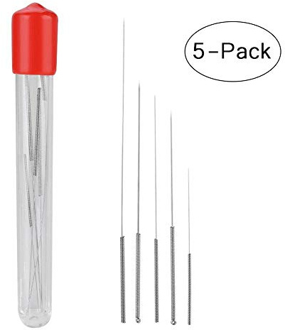 Goshyda Aiguilles de Nettoyage de buse d'imprimante 3D, 5 pièces 0.2mm 0.3mm 0.4mm 0.5mm 0.6mm buse en Acier Inoxydable Kit d'aiguilles de Nettoyage Outil pour imprimante 3D