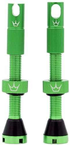 Peaty's X Chris King MK2 Tubeless Valves Presta - Tappi per rimozione chiave raggio e nucleo valvola integrati, Pneumatico per tutti le bicicletta, Compatibile con inserti, Alluminio - 42 mm, Smeraldo