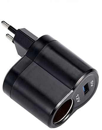 Adaptador para Encendedor De Cigarrillos De 12v,Asudaro 110-220v Adaptador De Enchufe De Encendedor De Cigarrillos De Coche De Ca A DC Adaptador De Cigarrillos Enchufe EléCtrico UE para Furgoneta