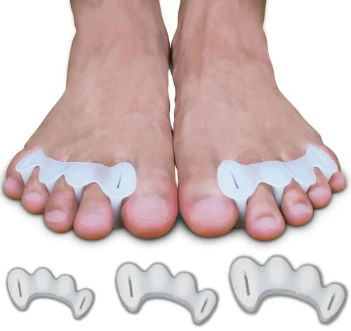 FTP Health Toe Separators - Toe Spacers - Foot Alignment - Strengthening and Balance – Correct Our Toes - For Hammertoes, Bunions, Plantar Fasciitis, Hallux Valgus – Size Medium (1 pair)