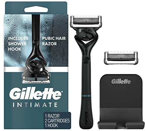 Gillette Intimate Razor for Men, Men’s Pubic Razors for Manscaping, Gentle and Easy to Use, Designed For Pubic Hair, 1 Handle, 2 Blade Refills