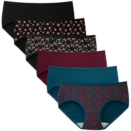 INNERSY Culotte Femme Coton Elastique Sips Midi Confortables Shorty Fleurs Léopard Lot de 6 (XX-Large, Imprimé Floral/Foncé)