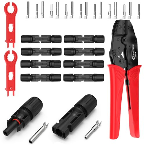 RedStar24 Solar Crimpzange Werkzeug Set für 2.5/4/6mm² PV Kabel,10 PV Stecker, Steckverbinder Männlich & Weiblich, 2x Schraubenschlüssel für Solarstecker, Crimpwerkzeug für Solaranlage Photovoltaik