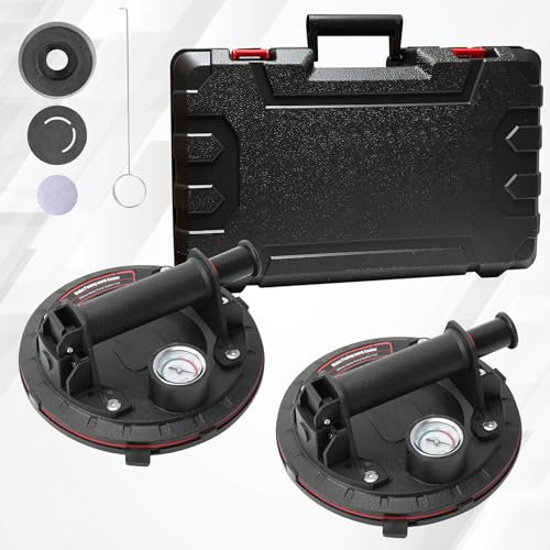 HENYEER Ventouse de Levage en Verre,Ventouse Carrelage avec Boîte à Outils Portable,Ventouse avec Pompe Vide pour Transport et Déménagement de Vitre, Plaques, Carrelage, Meubles