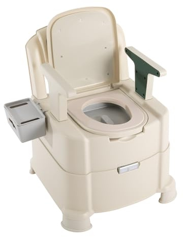 czyuRachel Beistelltoilette Wurde, Mobile Toilette Mit Sensory Light, Doppelte Deckeldesign, Abnehmbarer Inneneimer, Eimertoilette Für Schwangere Frauen, Patienten, Ältere Menschen (Grün, Weiß)