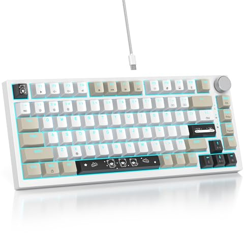 SbocKeeb V400 Gamingtangentbord 75 procent Hot-Swappable, 75% Trådbundet Mekaniskt RGB Tangentbord med Packning och Ljudabsorberande Kuddar Programmerbar Amerikansk QWERTY för Mac/Win