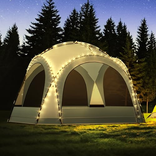 YITAHOME Event Dome Pavillon Partyzelt Wasserdicht Camping Zelte Gartenzelt Festzelt Gartenpavillon 4 mit Insektenschutz-Seitenwände, Grau 3,5x3,5x2,3Meter