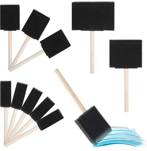 JIYIN 10 Stück Schwammpinsel, Tupfpinsel Schwamm Schaum Pinsel Schaumstoffpinsel Schaumstoff Stupfpinsel Zum Malen Farbapplikator Malzubehör für DIY Bastelprojekte (4 Größen)