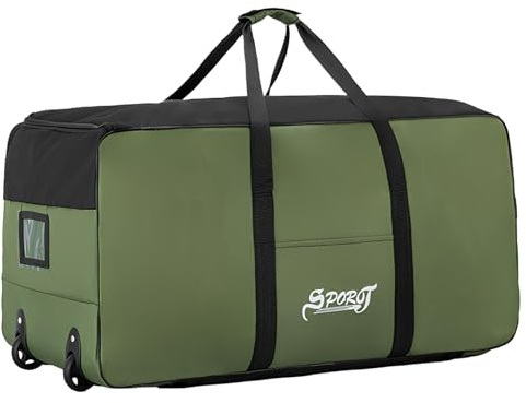 Bolsas de Viaje Grandes con Ruedas, 120L Bolsa de Deporte Impermeable para Hombre Mujer, Bolsa Gimnasio Plegable, Bolsa Fin de Semana para Viajes Deporte, Verde, 80x40x40cm (C)