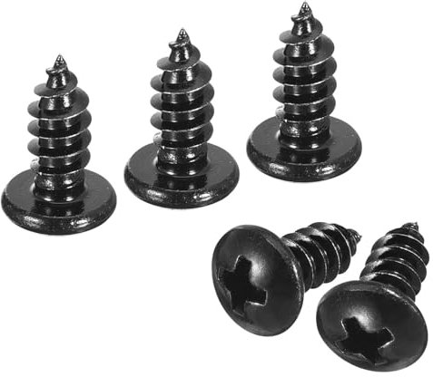 TA-VIGOR 50Pcs Self Tapping Screws, M5 Phillips Pan Head Screw, 12mm Round Head Tapping Screws, Stainless Steel Machine Wood Fasteners Bolts for Wood, Drywall, Furniture, Repairing, Black