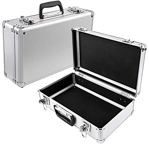 Flight Case Toolbox Lockable Tool Case 400 x 240 x 125 mm Aluminium Box Tool Cases Silver Tool Storage Case for Storage Transportation