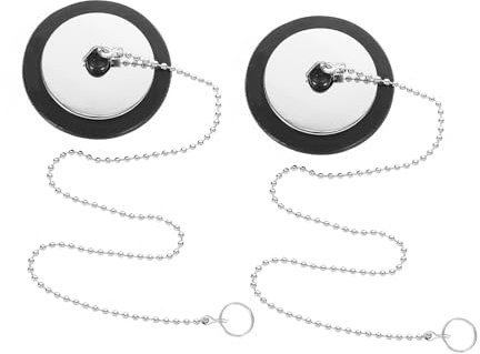 EPIGEIST 2 Piezas Tapón de Drenaje de Goma con Cadena de Unidades Sellado Resistente para Bañeras y Fregaderos de Cocina Protección Duradera contra Obstrucciones Compatible con Desagües