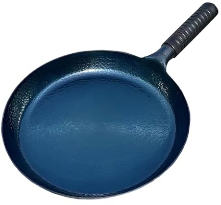 Sartén de hierro forjado a mano de 32 cm, sin revestimiento, duradero, antiadherente, perfecta para cocinar cocina profesional, retención de calor, utensilios de cocina versátiles