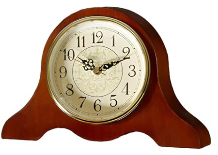 COYEUX Relojes de sobremesa de Madera Maciza, Reloj de Mesa Retro silencioso, Funciona con Pilas, para la repisa de la Chimenea del salón, decoración del hogar
