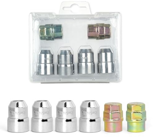 Krtopo 4 Pezzi Dadi Ruota Antifurto in Acciaio Legato con 2 Chiavi - Dadi Ruota Antifurto Universali per Auto e Veicoli Modifiche Auto Argento (M12 x 1.25)