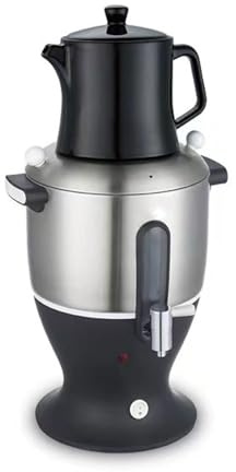 Elektrisk Samovar tebryggare – 6 L vattenkokare med dubbel gryta med infusion, rostfritt stål, 1 500 W, håller värmen funktion