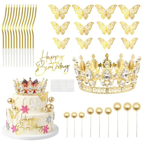 35 Pezzi Topper per Torta a Forma di Corona,Coronaper Torta Compleanno
