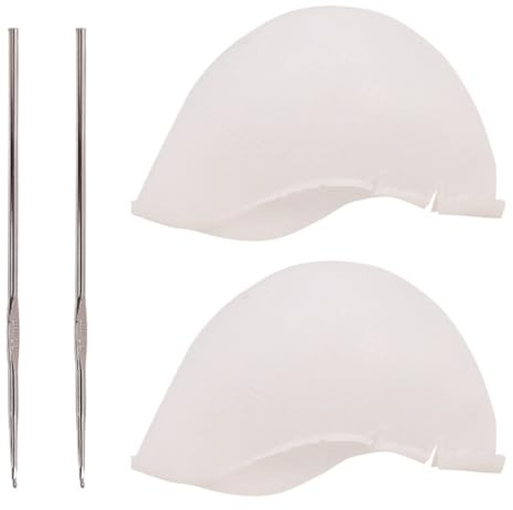 Tofficu Set 2 Cappelli in Silicone per Tintura Chioma con Ago Uncinetto, Cuffia Colorata per Mèches, Riutilizzabile e Adatta a Uso Professionale e Domestico