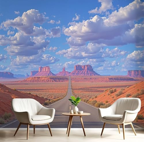 Monument ValleyArizona Papel Pintado Fotomurales Para, Realismo Natural Papel Tapiz Pintado En Tejido de seda - Pared Moderna, Azul Murales Fotográficos Decorativos - 400 x 280 cm