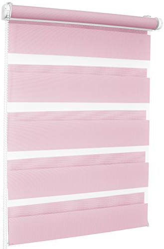 Rollmaxxx Duo-Rollo Doppelrollo Klemmfix ohne Bohren (80 x 220 cm, Rosa)