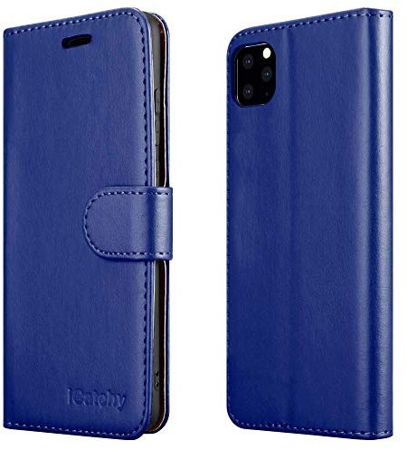 iCatchy For iPhone 11 Wallet Case 6.1 Inch Flip Book Cover Leather Phone Case Card Slots Kickstand Magnetic Closure Shockproof Protective (Blue)