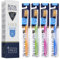 Royal Denta Gold Medium Zahnbürsten 4er-Pack - Doppellänge Borsten für Interdentalreinigung, Goldpartikel gegen Bakterien, Zahnsteinentfernung, Mittlere Stärke, Mehrfarbig
